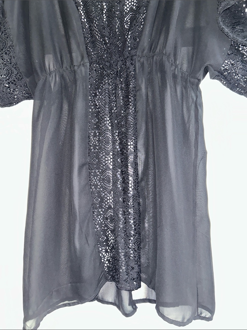 Xhilaration Black Sheer Lace V-Neck Cover-Up Medium - Picture 4 of 8